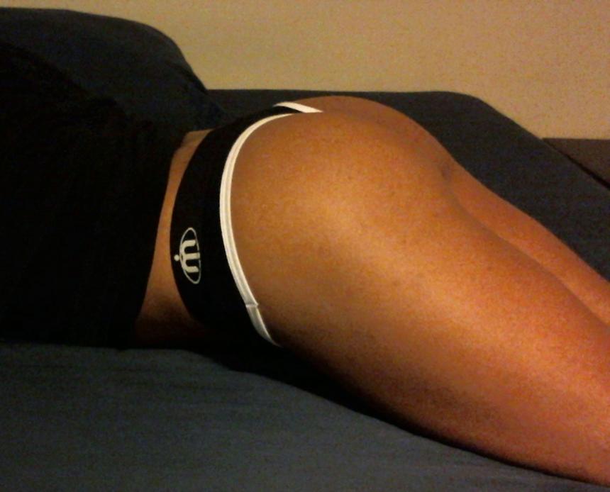 Laying in bed with the AC on, on a hot summer day in my new Intymen thong.